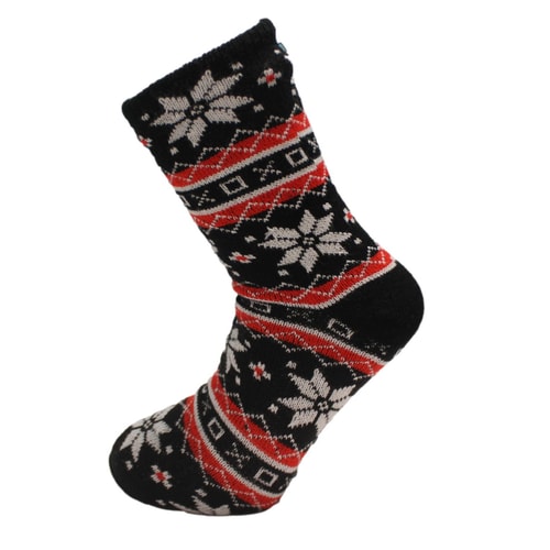 Fairisle Lounge Socks With Grippers Black