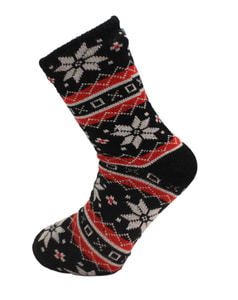 Fairisle Lounge Socks With Grippers Black
