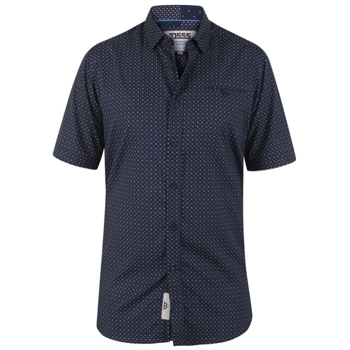 D555 Appledore Short Sleeve All Over Micro Print Shirt Navy