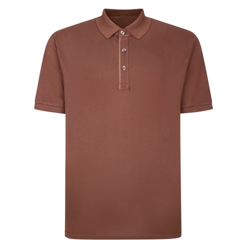 Bigdude Placket Embroidery Polo Dark Brown