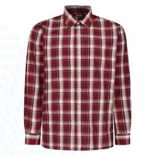 Bigdude Checked Long Sleeve Poplin Shirt Burgundy