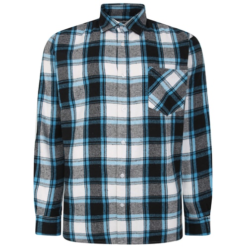 Bigdude Long Sleeve Check Flannel Shirt Light Blue