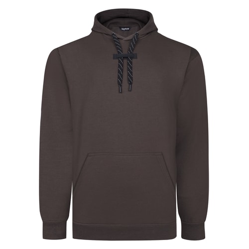 Bigdude Drawcord Placket Hoodie Dark Brown