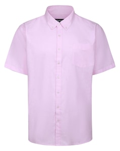 Bigdude Lightweight Linen Touch Button Down Collar Shirt Pale Pink