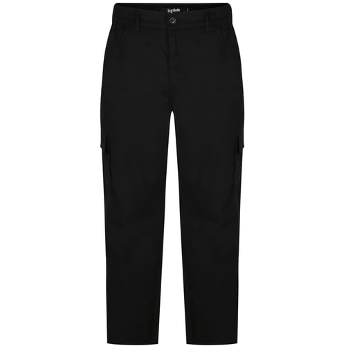 Bigdude Lightweight Elasticated Waist Cargo Trousers Black