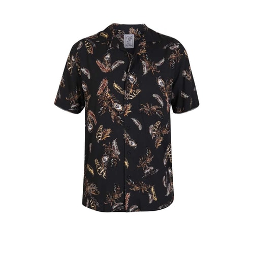D555 Randal Revere Collar Short Sleeve Shirt Black