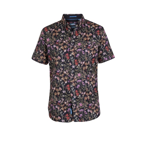 D555 Emmet Floral Printed Short Sleeve Shirt Black