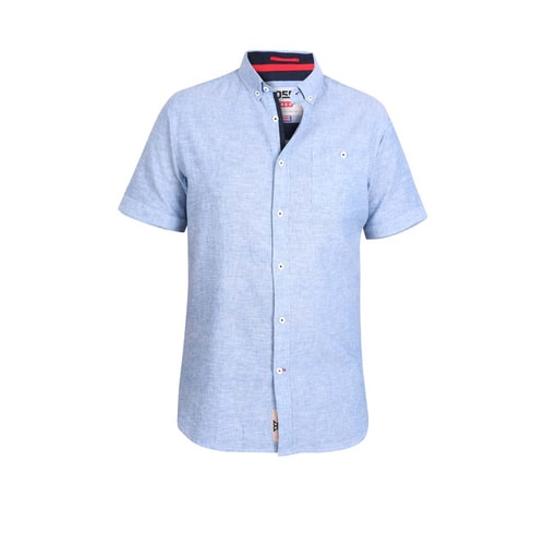 D555 Brixton Linen Blend Short Sleeve Shirt Light Blue