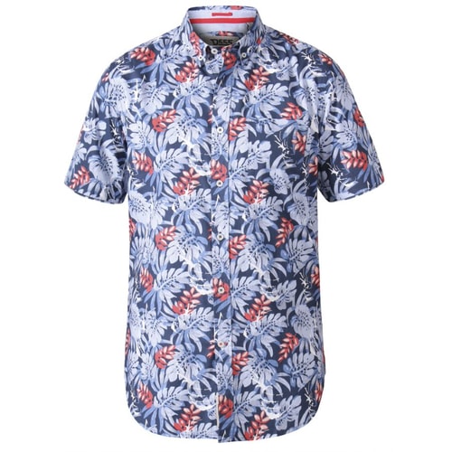D555 Malibu Hawaiian Print Shirt Blue