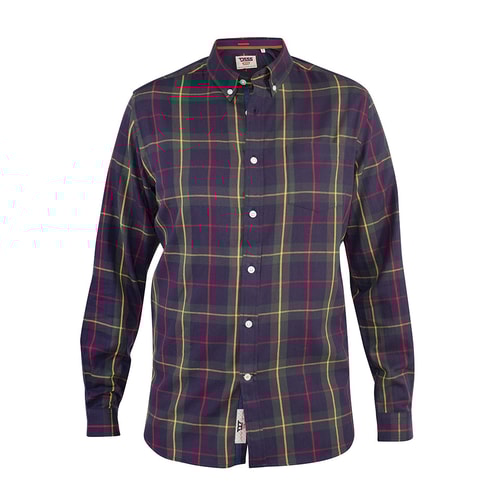 D555 Gladstone Check Button Down Collar Shirt Navy