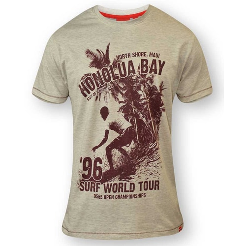 D555 Clayton 'Honolua Bay' Print T-Shirt- White Marl