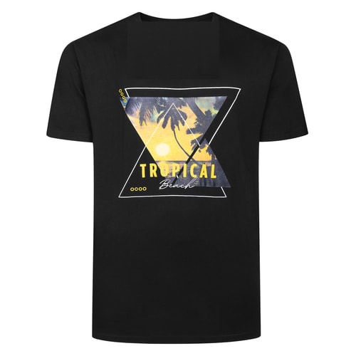 Bigdude Tropical Print T-Shirt Black