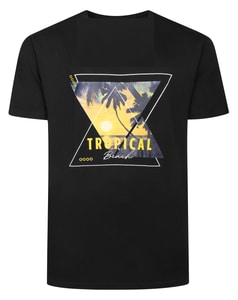 Bigdude Tropical Print T-Shirt Black