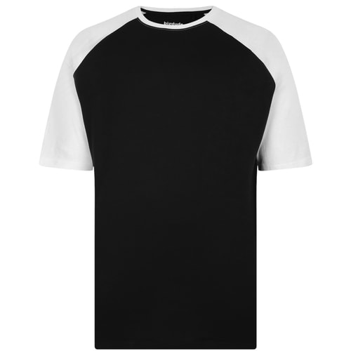 Bigdude Contrast Raglan Sleeve T-Shirt Black/White