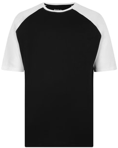 Bigdude Contrast Raglan Sleeve T-Shirt Black/White