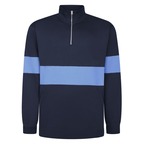 Bigdude Colour Block Half Zip Sweatshirt Navy/Blue Tall