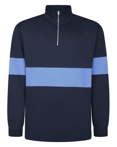 Bigdude Colour Block Half Zip Sweatshirt Navy/Blue Tall