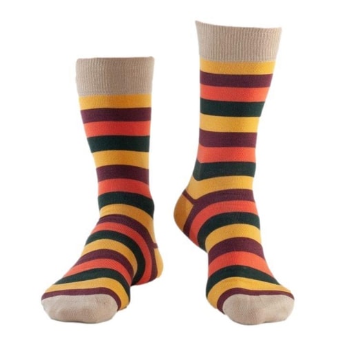 Doris & Dude Stripe Print Socks Gold