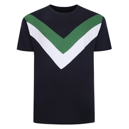 Bigdude Double Chevron T-Shirt Navy/White/Deep Green