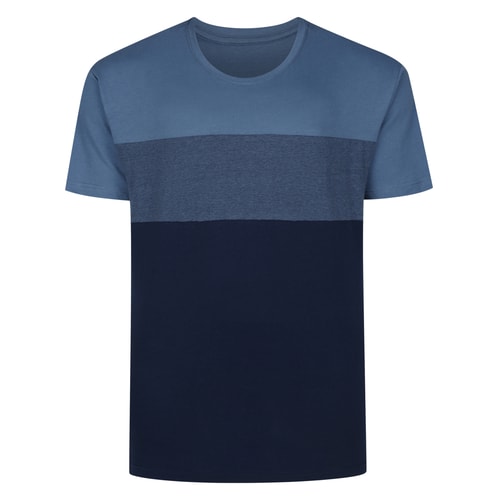 Bigdude Cut & Sew Stripe T-Shirt Navy