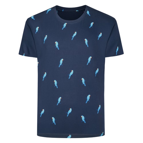 Bigdude Parrot AOP T-Shirt Navy Tall