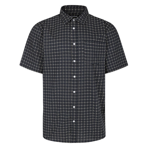 Bigdude Diamond Floral Short Sleeve Shirt Black Tall