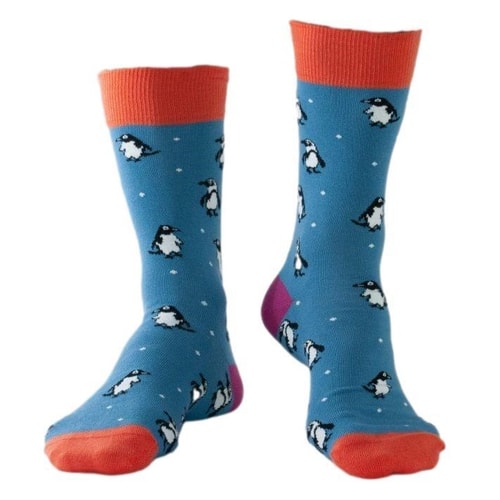 Doris & Dude Penguin Print Socks Blue