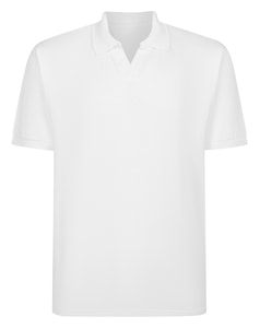 Bigdude Soft Jersey Cuban Collar Polo Shirt White Tall