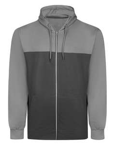 Bigdude Colour Block Zipped Hoody Charcoal/Grey