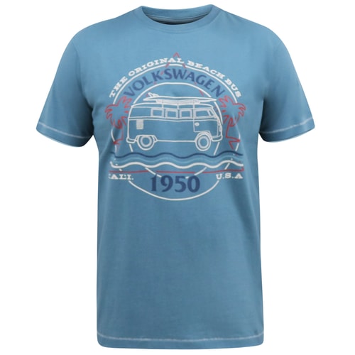 D555 Official VW Camper Van Printed T-Shirt Pale Teal