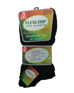 Flexi-Top Non Elastic Diabetic Socks Plain Black