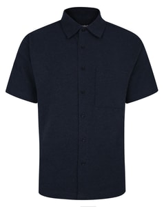 Bigdude Pique Fabric Short Sleeve Shirt Navy