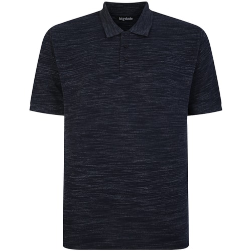 Bigdude Vintage Inkjet Marl Polo Shirt Navy Tall