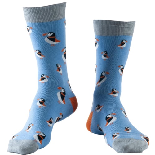 Doris & Dude Puffin Socks Blue