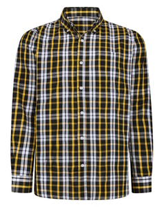 Bigdude Button Down Collar Checked Long Sleeve Poplin Shirt Yellow Tall