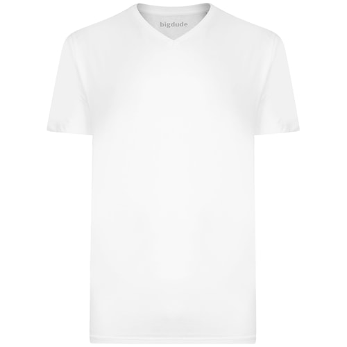 Bigdude Plain V-Neck T-Shirt White Tall