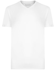 Bigdude Plain V-Neck T-Shirt White Tall