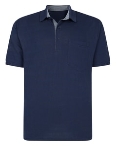 Bigdude Striped Textured Polo Shirt Navy Tall