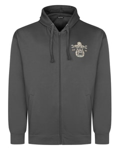 Bigdude Custom Motorcycles Chest Print Zip Hoodie Charcoal Tall
