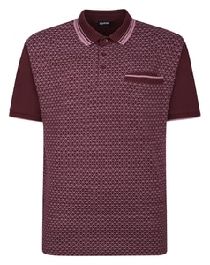Bigdude Geometric AOP Colour Block Polo Shirt Burgundy