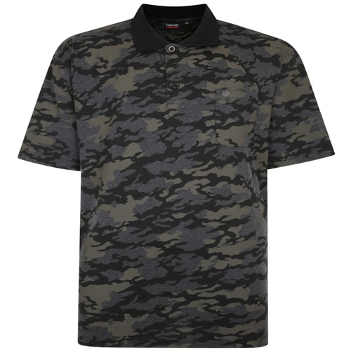 Espionage Camouflage Print Polo Shirt Charcoal