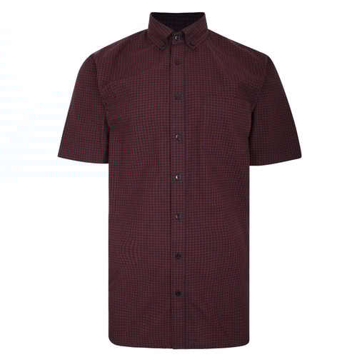 Bigdude Short Sleeve Gingham Check Shirt Red Tall