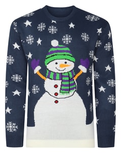 Bigdude Snowman Christmas Jumper Navy