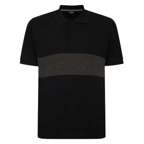 Bigdude Pure Cotton Colour Block Polo Shirt Black/Charcoal