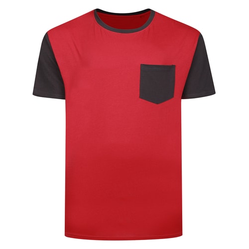 Bigdude Contrast Pocket T-Shirt Crimson Red/Charcoal