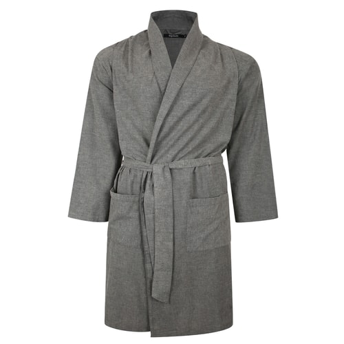 Bigdude Soft Flannel Dressing Gown Charcoal