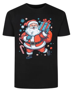 Bigdude Santa Christmas T-Shirt Black Tall