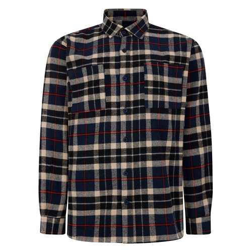 Bigdude Checked Flannel Overshirt Navy/Red