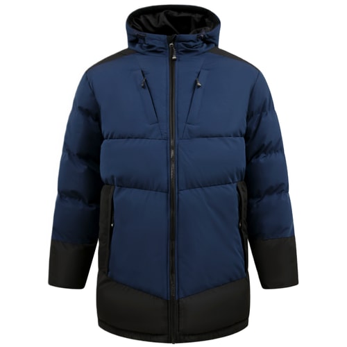 D555 HANK Ripstop Quilted Padded Jacket With Hood With Black Panels Dark Navy