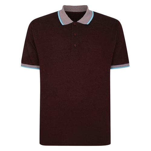 Bigdude Two Tone Polo With Contrast Tipping Burgundy